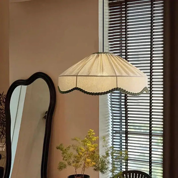 Suspension luminaire design japonais en tissu blanc style zen