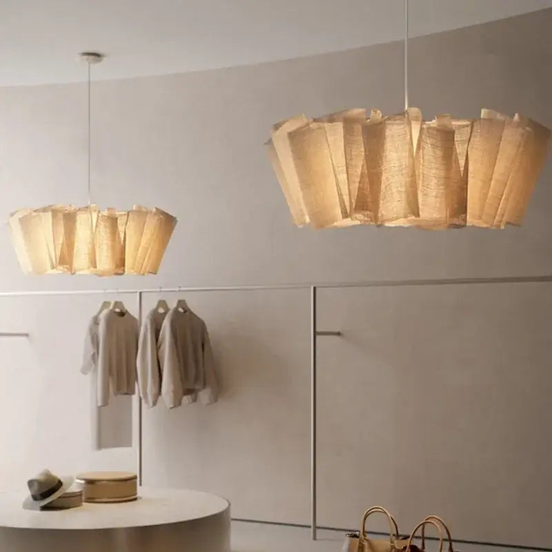 Suspension luminaire design en lamelles de bois scandinave