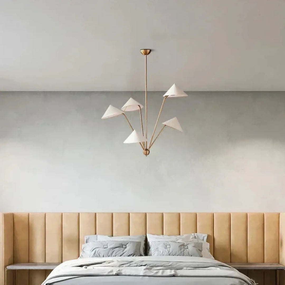 Suspension luminaire design minimaliste à formes coniques blanc