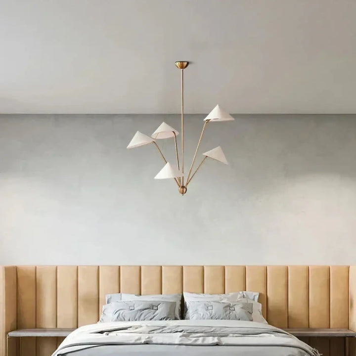Suspension luminaire design minimaliste à formes coniques blanc