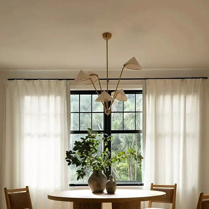 Suspension luminaire design minimaliste à formes coniques blanc