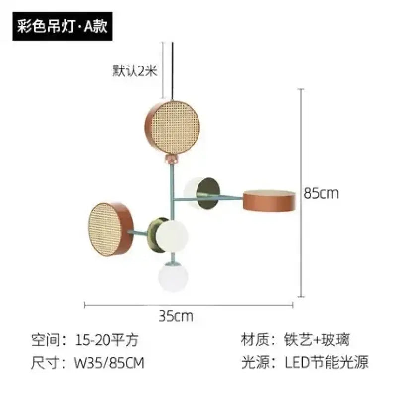 Suspension luminaire design moderne aux couleurs vives design