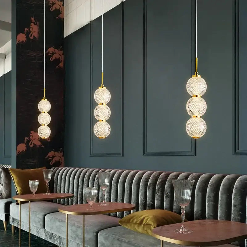 Suspension Luminaire Design Moderne à Boules en Verre

