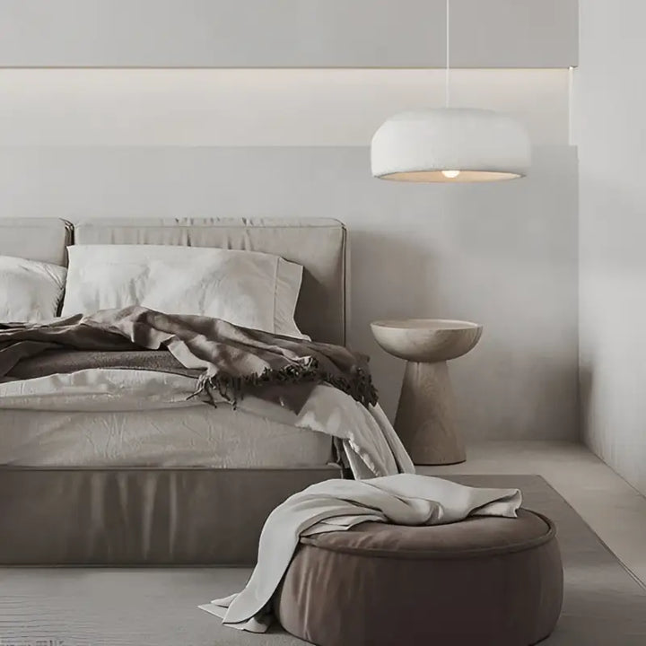 Suspension luminaire design moderne gris béton pour salon