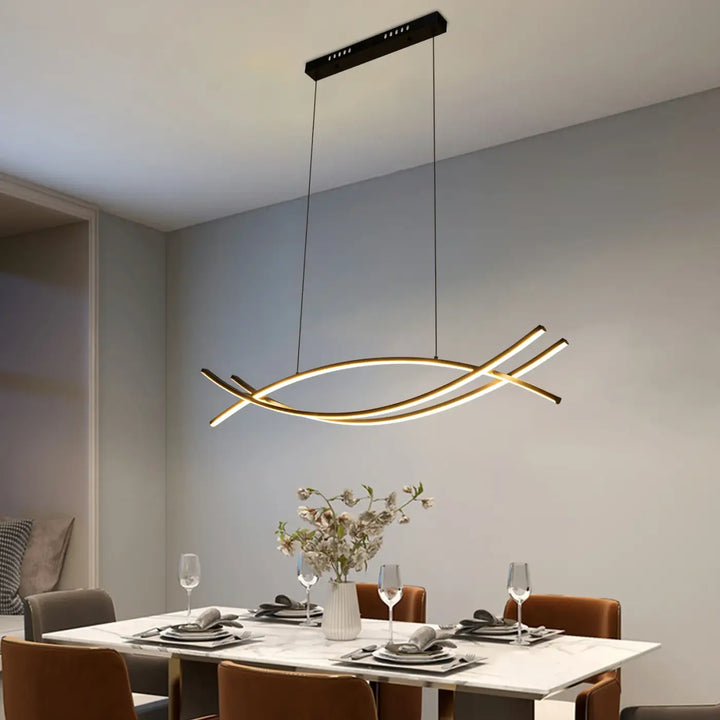 Suspension moderne led sculpturale noire style élégant