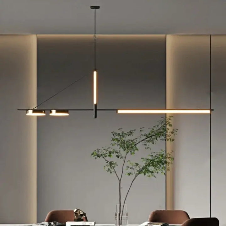 Suspension luminaire design moderne ligne minimaliste noir