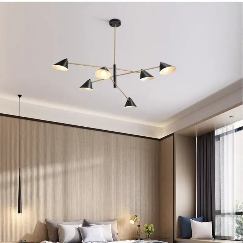 Suspension luminaire design moderne métal noir doré élégant