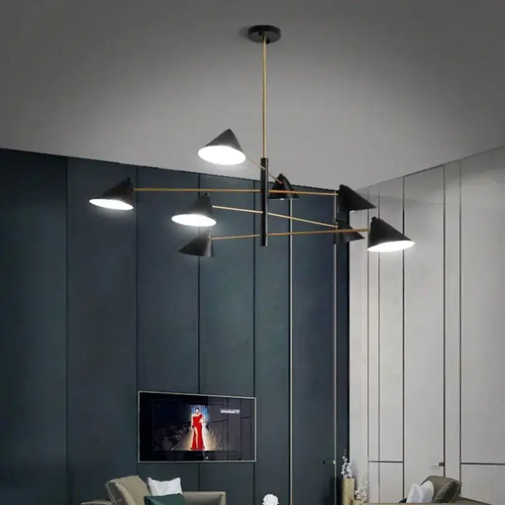 Suspension luminaire design moderne métal noir doré élégant