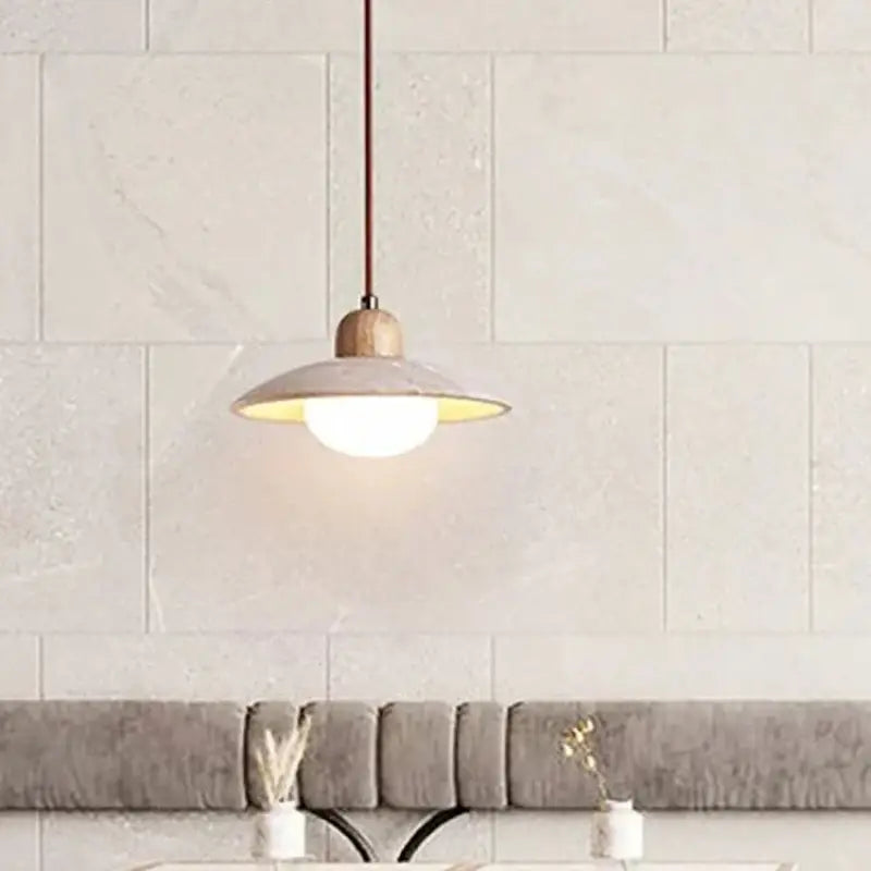 Suspension luminaire design moderne et nordique en pierre et bois