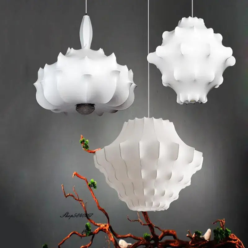 Suspension design organique blanche moderne style pur