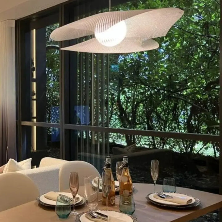 Suspension Luminaire Design Organique En Maille Blanche 