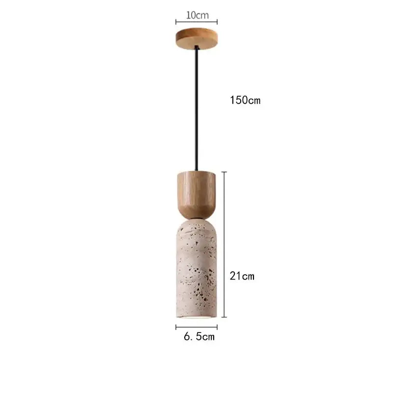 Suspension luminaire design en pierre naturelle et bois