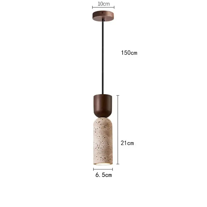 Suspension luminaire design en pierre naturelle et bois