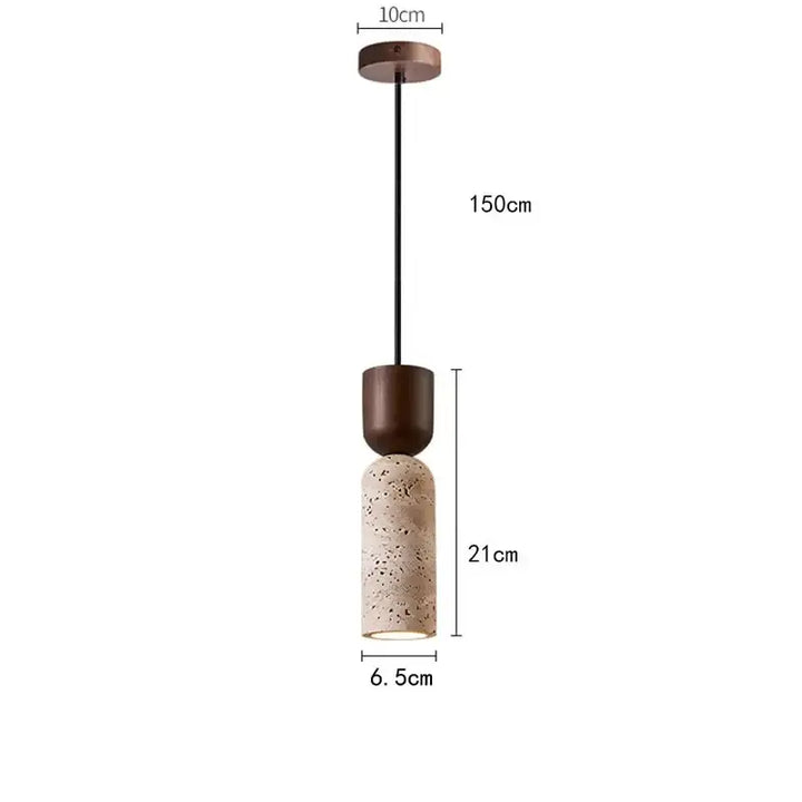 Suspension luminaire design en pierre naturelle et bois