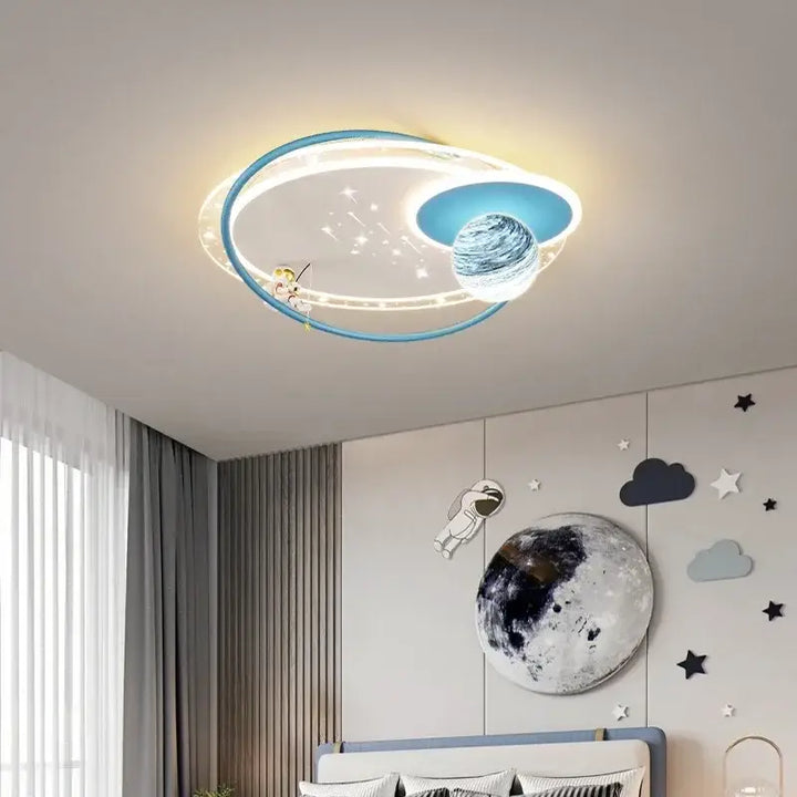 Suspension luminaire design planète et anneaux led moderne