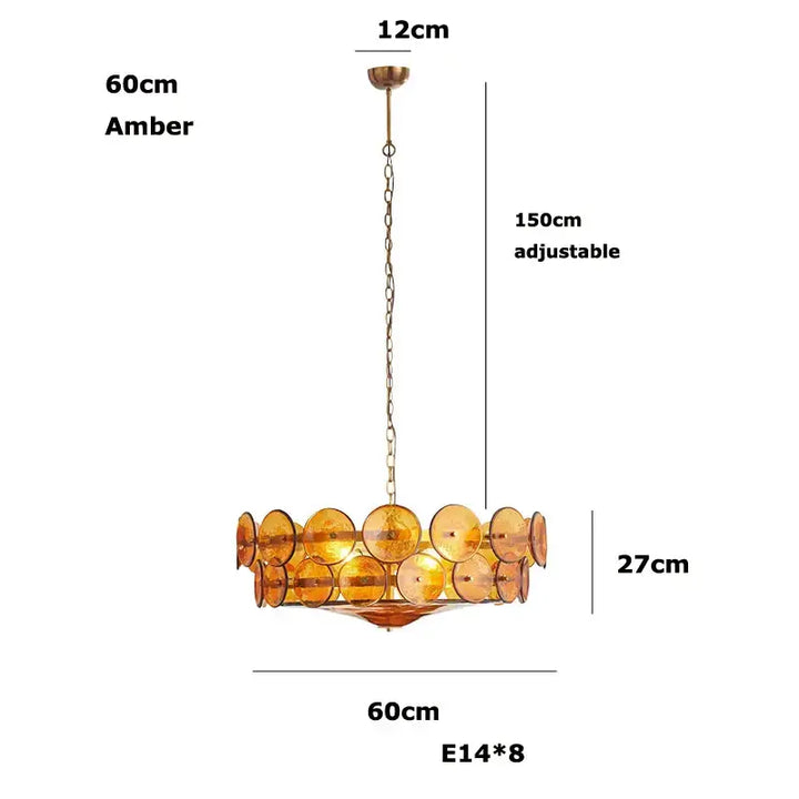 Suspension design rétro en disques de verre vintage