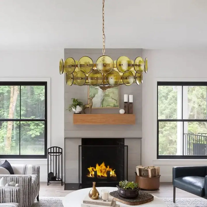 Suspension design rétro en disques de verre vintage