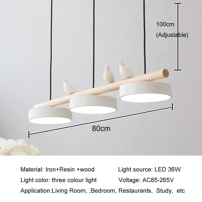 Suspension design scandinave avec oiseaux bois coloré