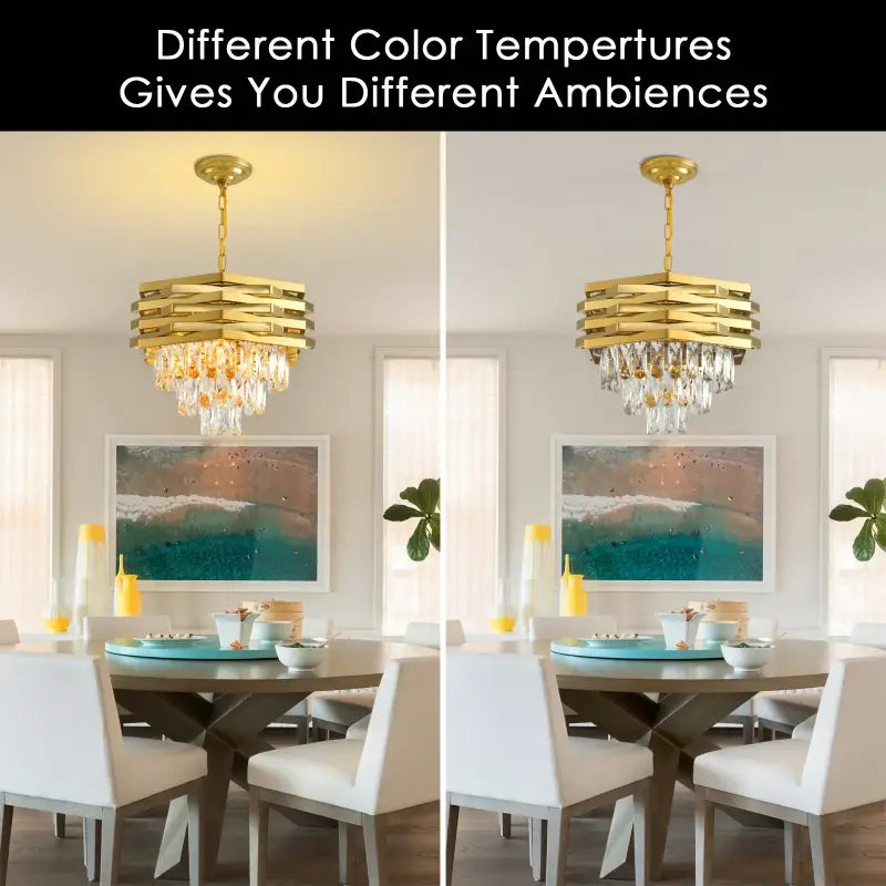 Suspension luminaire dorée à cristaux lumineux de luxe