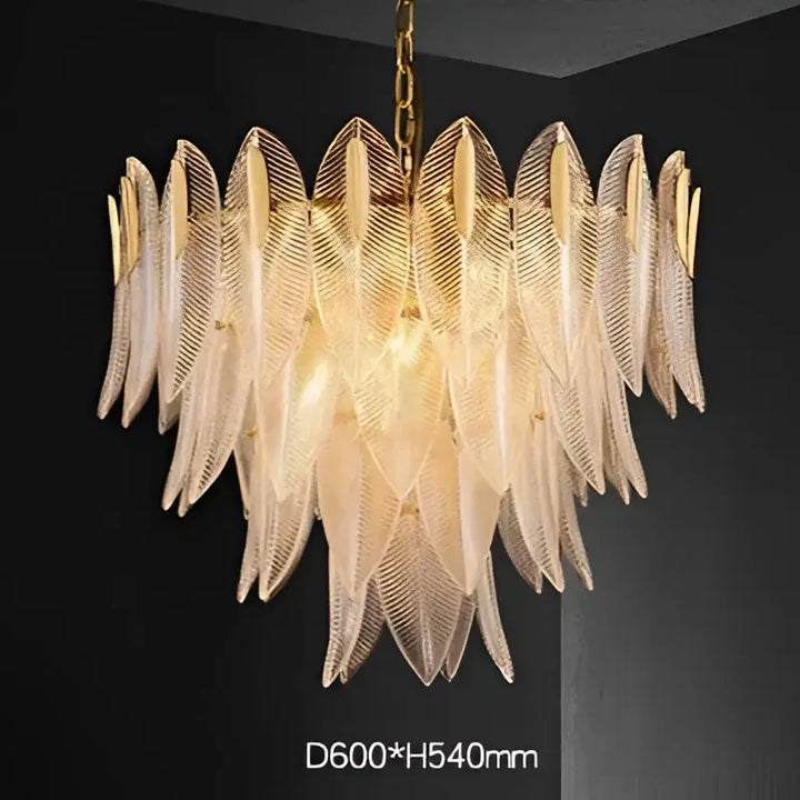 Suspension luminaire dorée en verre sculpté style art déco chic
