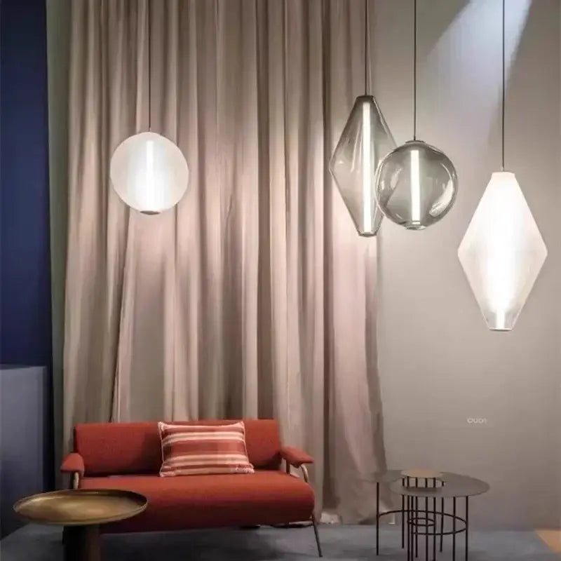 Suspension luminaire élégante style contemporain en verre