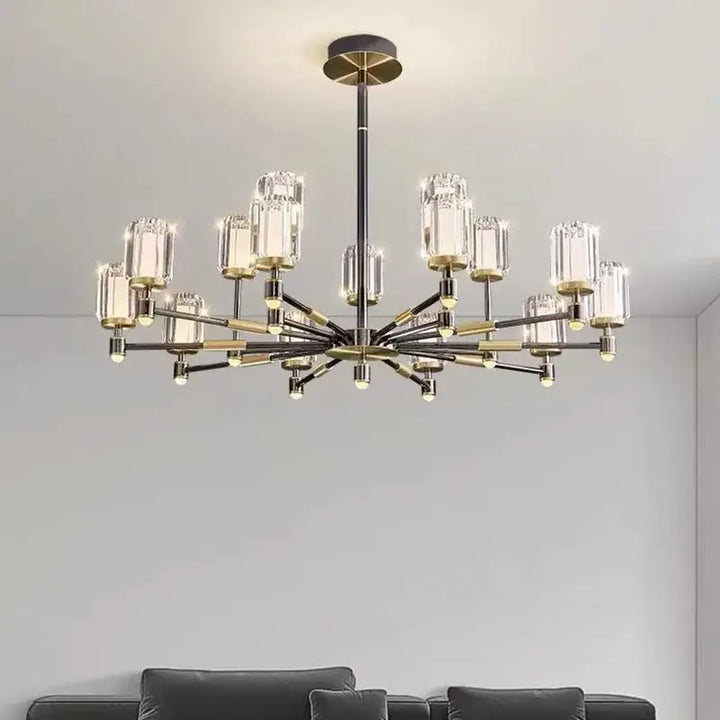 Suspension luminaire élégante en verre strié et métal design