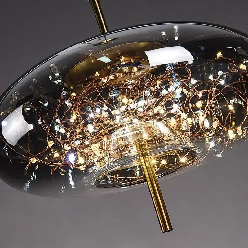 Suspension Luminaire En Verre Avec Petite Guirlande LED Élégante