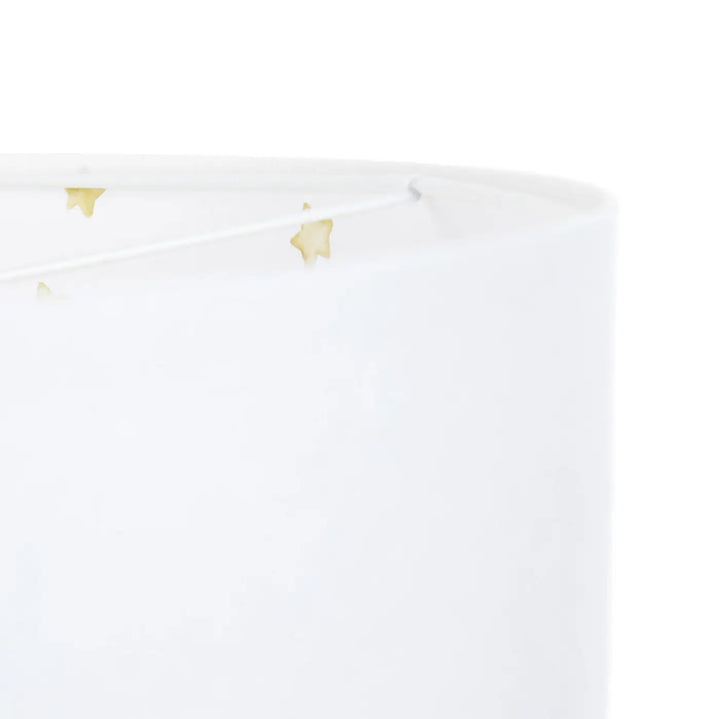 Suspension luminaire classic sweet dreams blanc avec abat-jour blanc et découpes étoiles dorées subtiles