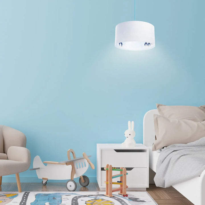 Suspension luminaire classic sweet dreams blanc avec découpe noire en silhouette subtile sur lamp pendant cylindrique