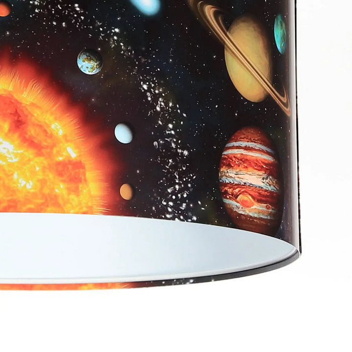 Suspension luminaire enfant photo kids galaxy noir multicolore avec motifs planètes et soleil pour chambre enfant