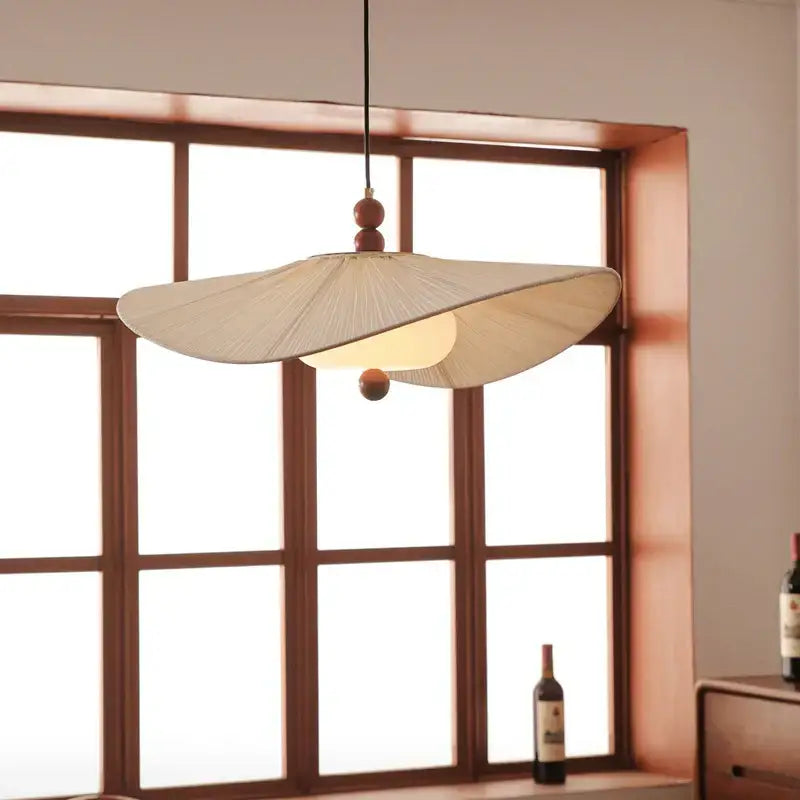 Suspension luminaire en fibre avec design ondulé au style naturel