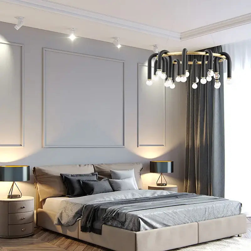 Suspension luminaire en forme de u inversée noire épurée