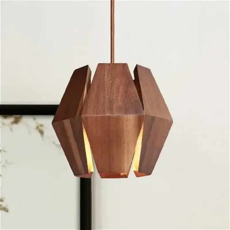 Suspension géométrique en bois naturel marron style chic