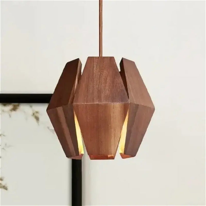 Suspension géométrique en bois naturel marron style chic