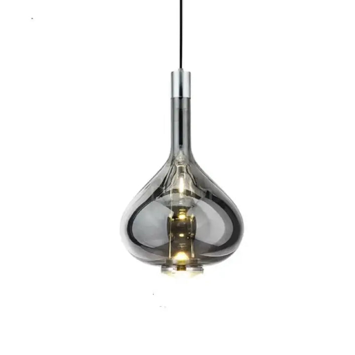 Suspension Luminaire Goutte en Verre Fumé Ambre ou Cuivré