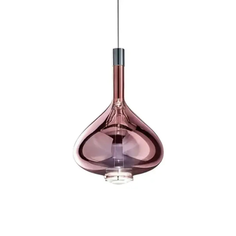 Suspension Luminaire Goutte en Verre Fumé Ambre ou Cuivré