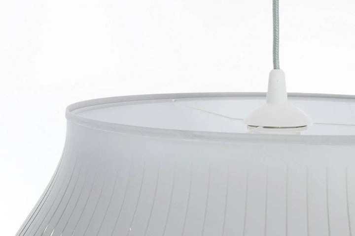 Suspension luminaire oblo gris clair avec abat-jour plissé blanc pour une lumière moderne et élégante