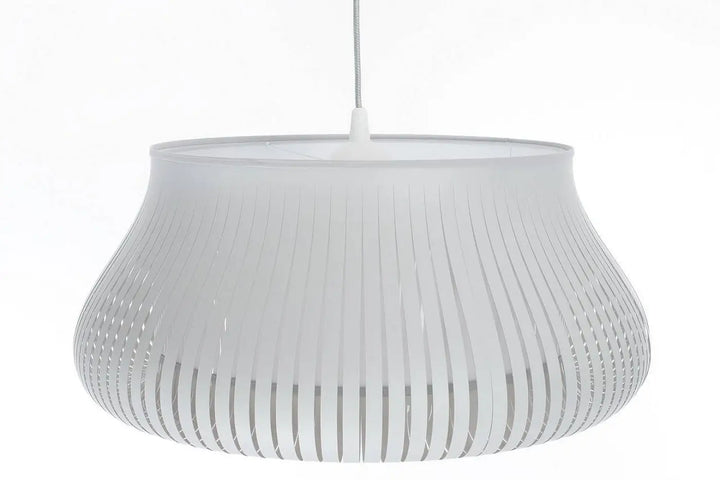 Suspension luminaire oblo gris clair avec lumière moderne blanche à design nervuré et abat-jour en verre dépoli