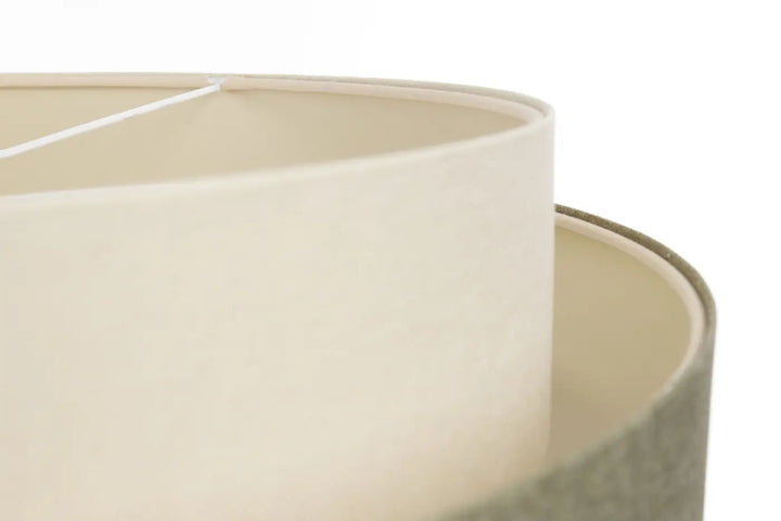Suspension luminaire doblo boho elegant en blanc crème avec abat-jour en tissu crème texturé aux bords arrondis
