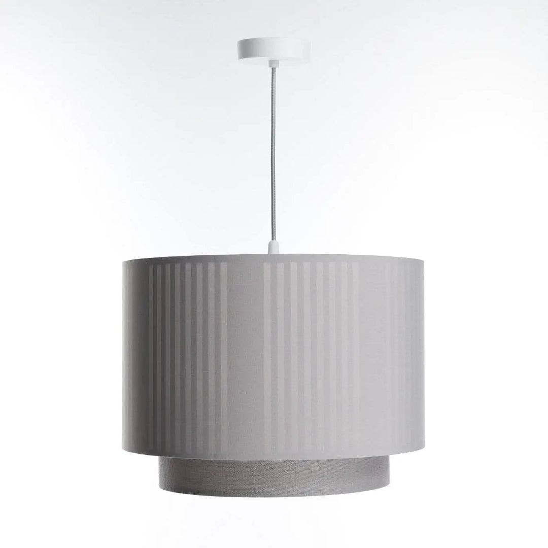 Suspension luminaire grise cylindrique avec rainures verticales et base assortie duo lami line
