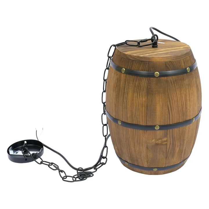 Suspension luminaire industrielle en bois style tonneau marron