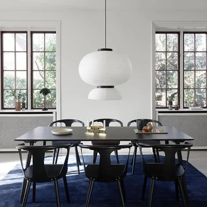 Suspension luminaire japonaise en papier blanc style lanterne

