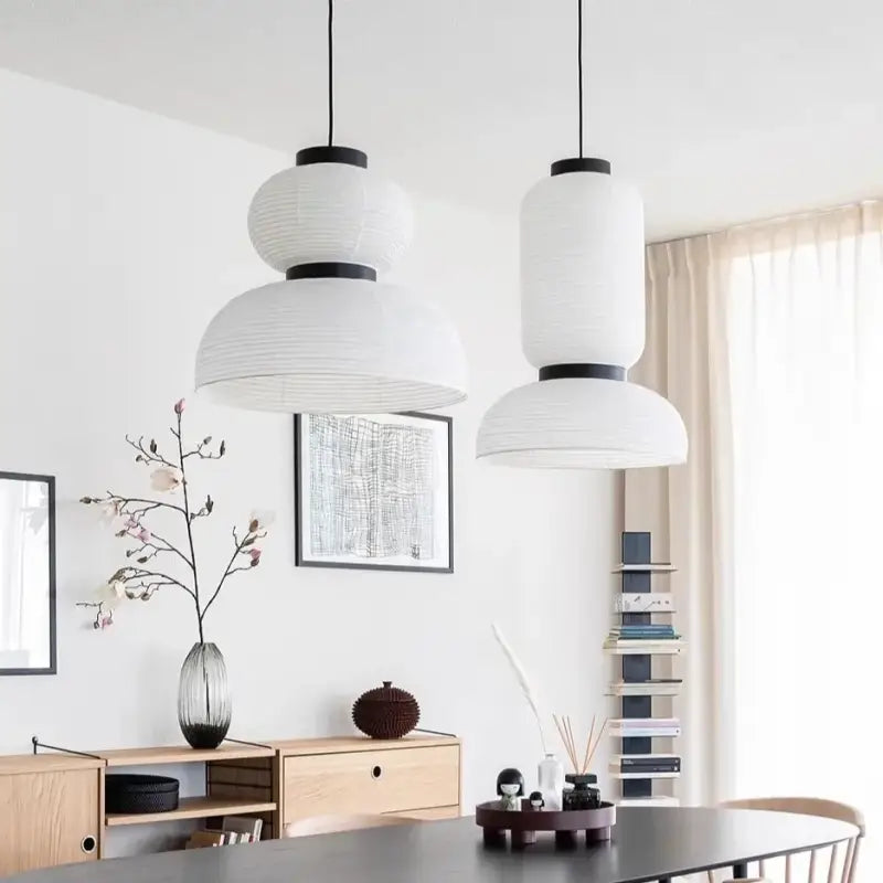 Suspension luminaire japonaise en papier blanc style lanterne

