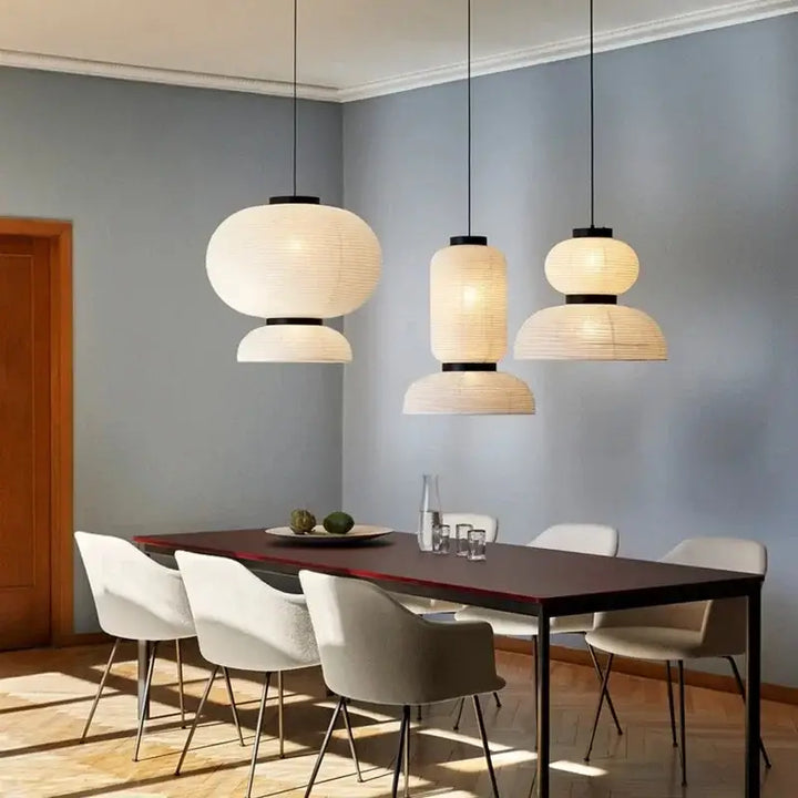 Suspension luminaire japonaise en papier blanc style lanterne

