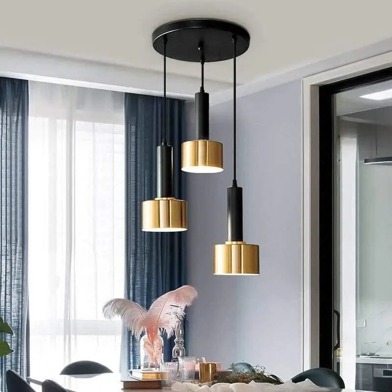Suspension Luminaire Laiton Triple Cylindre