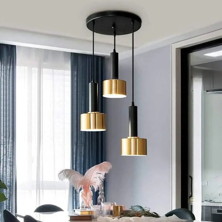 Suspension Luminaire Laiton Triple Cylindre
