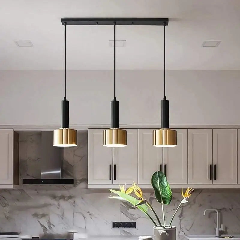 Suspension Luminaire Laiton Triple Cylindre