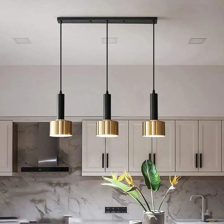 Suspension Luminaire Laiton Triple Cylindre