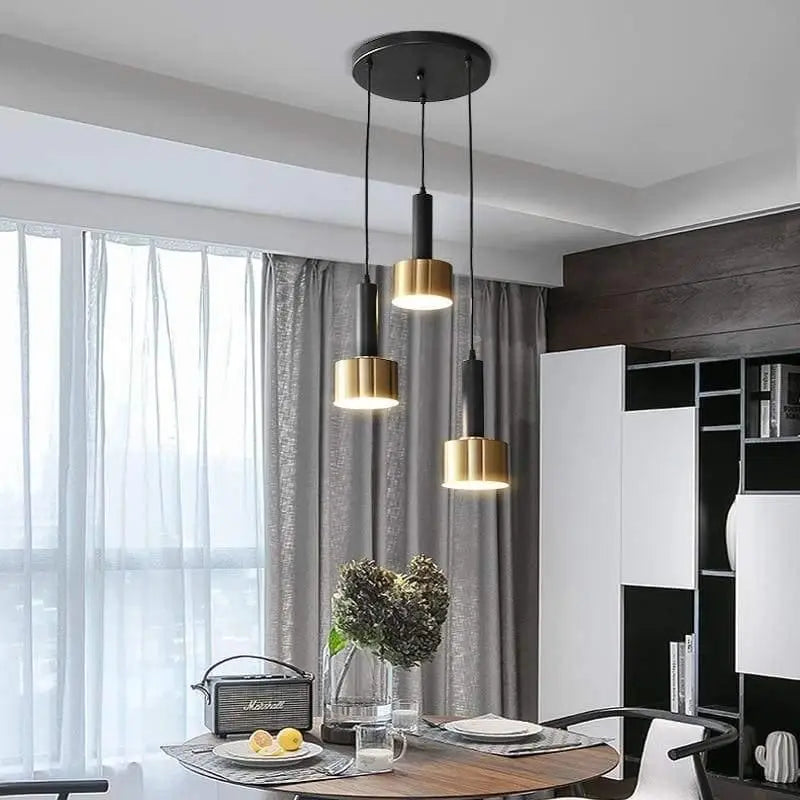 Suspension Luminaire Laiton Triple Cylindre
