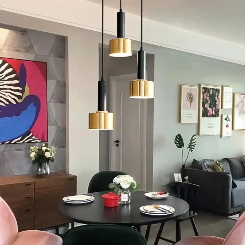 Suspension Luminaire Laiton Triple Cylindre